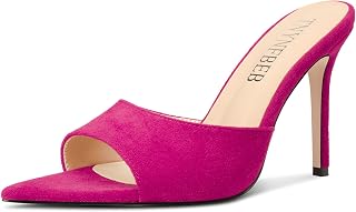TNYNFBEB Womens Stiletto High Heel Pointed Open Toe Sandals Mules Shoes Slingback Slip-on Prom Party Dress Summer 3.9 Inches Heels