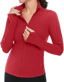 VUTRU running jacket for women sports jacket long sleeve breathable jacket with pockets thumb holes with zipper