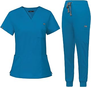 VIAOLI Scrubs for Women Set Scrub Top &Jogger Pant Workwear Clinical Modern Athletic Suit Medical Uniforms