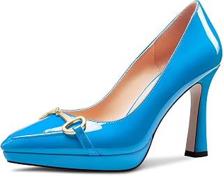 Castamere Women's High Platform Heel Heel Pointed Toe Slip-On Metal Chain Pumps Wedding Office Casual 10 CM Heels