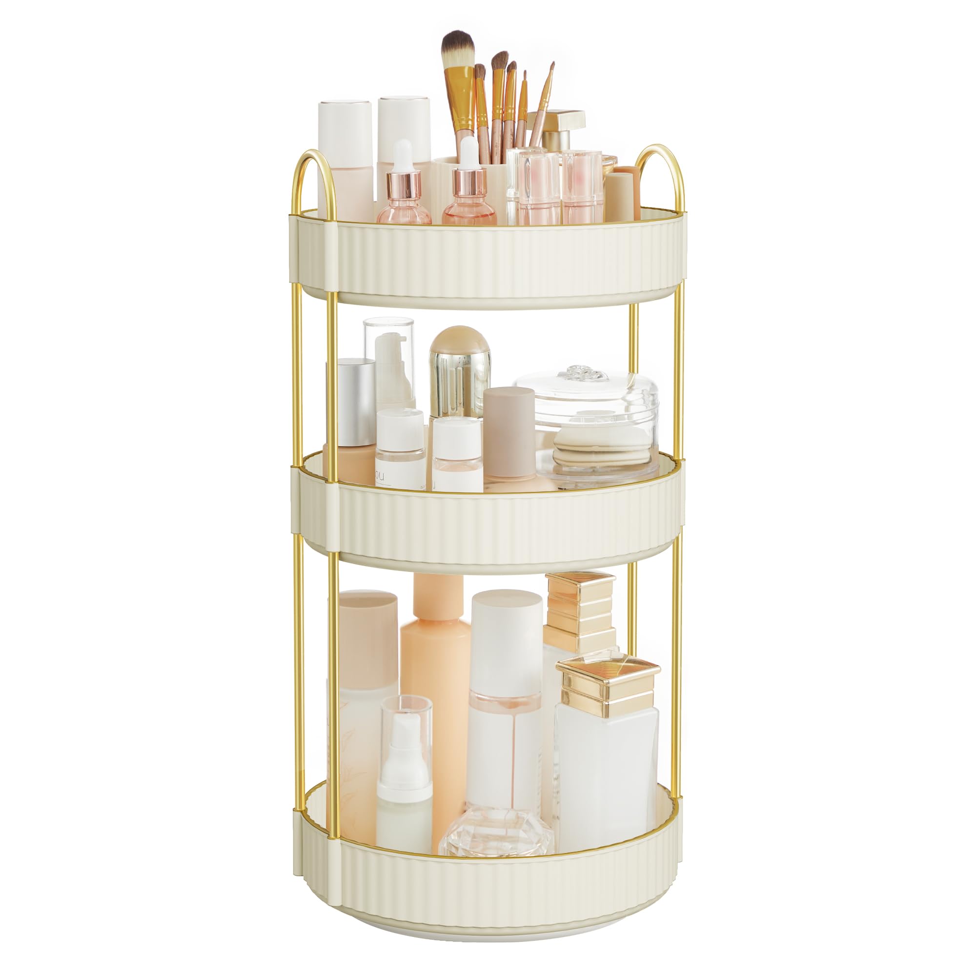 SONGMICS Rotating Makeup Organiser, 3-Tier Round, Vanity Organiser | Skincare To