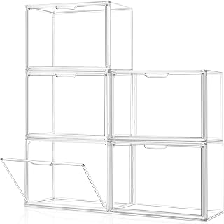 starogegc Purse Organizer for Closet, Clear Acrylic Display Case, 5Pack | Stackable Plastic Handbag&Purse Storage Organizer, Purse Display Case with Magnetic Door for Book, Toys, Hat