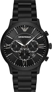 Emporio Armani Men's Watch, Chronograph Movement, 43 mm Black Stainless Steel Case with Stainless Steel Strap, AR11349