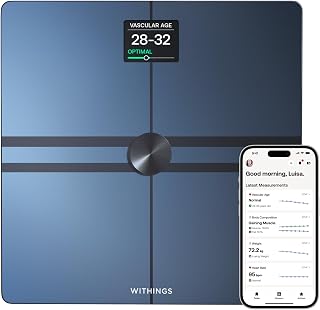 WITHINGS Body Comp - Scale for Body Weight and Complete Body Analysis, Wi-Fi & Bluetooth, Baby Digital Scale, Accurate Visceral Fat, Heart Health, Scales Compatible with Apple