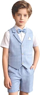 LOLANTA Set of 4 Children's Ceremony Summer Dress with Vest Trousers Shirt and Bow Tie for 2-12 Years