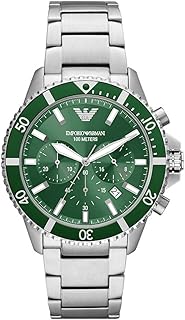 Emporio Armani Watch for Men, Quartz 3 sub dial Chronograph Movement and 43mm Case Size with Stainless Steel Strap