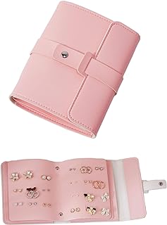 LAKE OF FIRE Earring Holder Organizer with Foldable Book Design,Pink