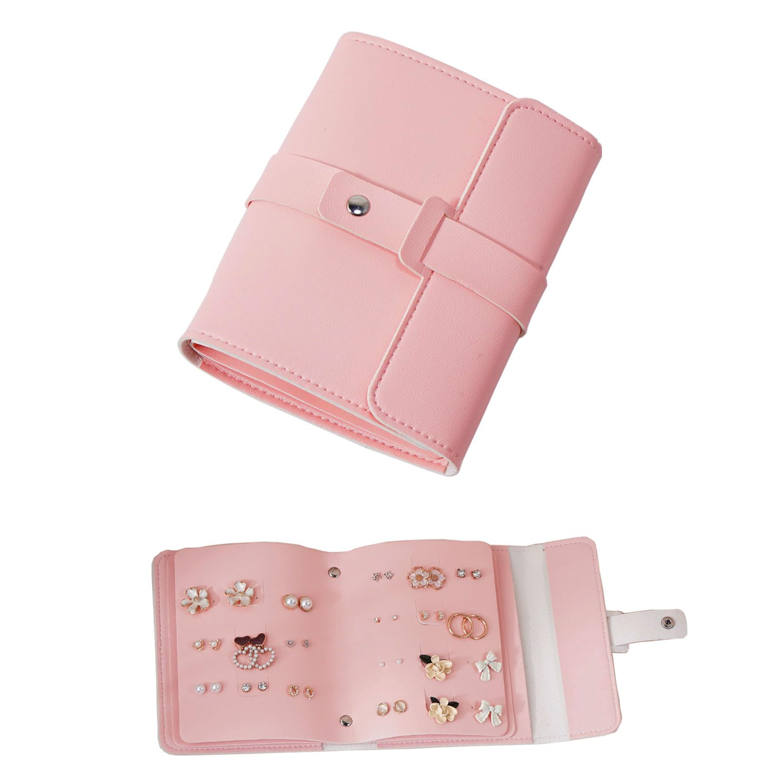 LAKE OF FIRE Earring Holder Organizer with Foldable Book Design,Pink