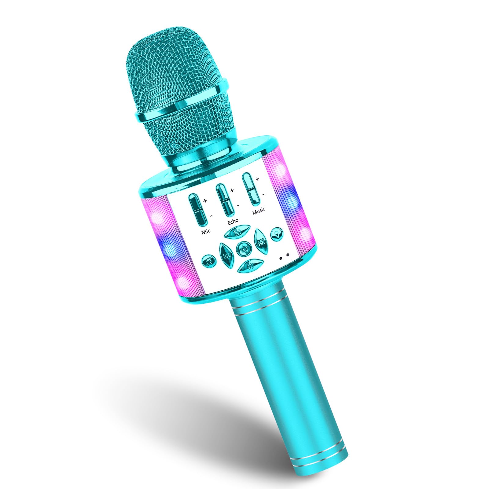 BONAOK Kids Karaoke Microphone Portable Bluetooth Machine Wireless Mic with LED 