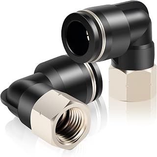 TAILONZ 12mm OD x 1/2 BSP Female Elbow Push-to-Connect Fitting (2Pcs) | 90-degree elbow, female thread, push-to-connect, leak-proof seal, corrosion-resistant brass.