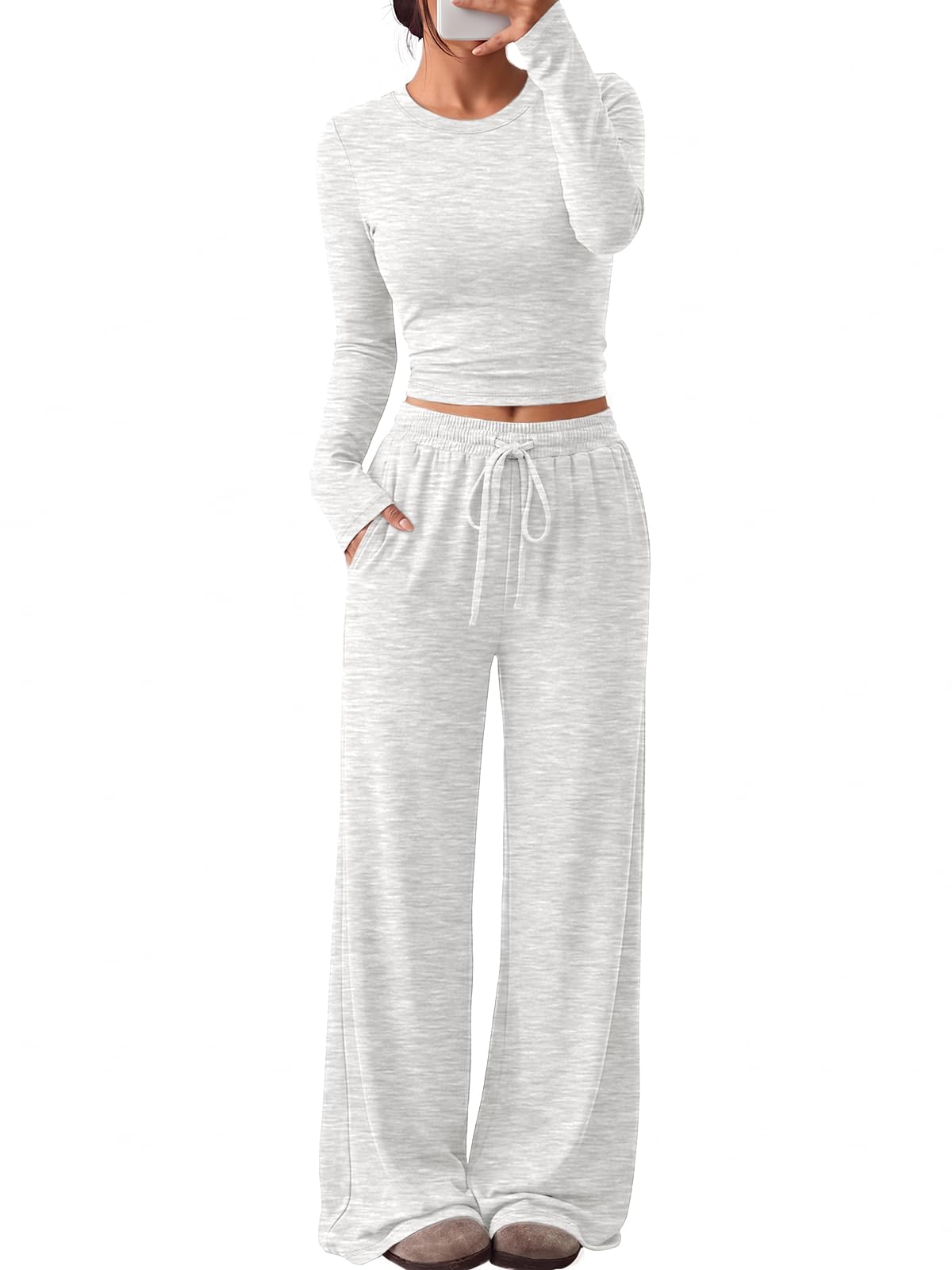 Trendy Queen Women's 2 Piece 2026 Fall Fashion Lounge Set with Pockets | Airport