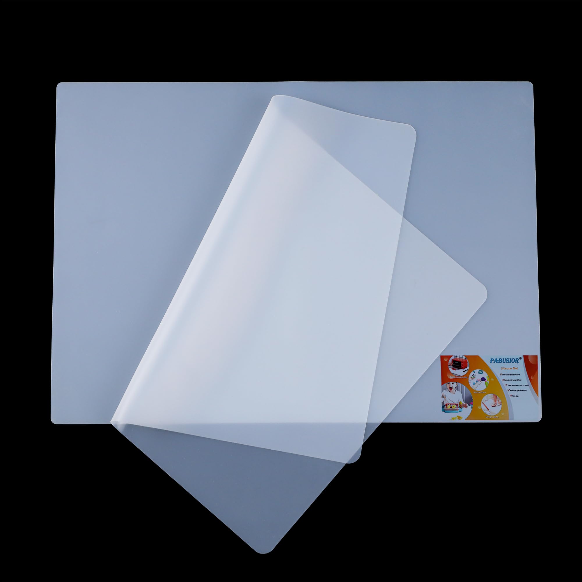 PABUSIOR Clear Silicone Mats for Crafts: Non-Slip Heat Resistant 2/Pack | Transl