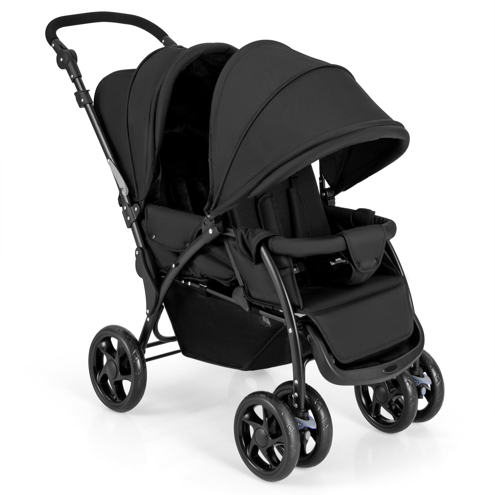 HONEY JOY Double Stroller, Foldable Lightweight Infant Twin with Tandem Seating,