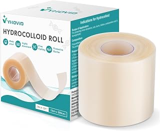 Hydrocolloid Roll for Wound Care, Hydrocolloid Patch Bandages (2in x 12ft) | Bed Sore Bandages with Self-Adhesive, Highly Absorbent & Waterproof for Burn, Blister, Acne Care, First Aid Kit Essential