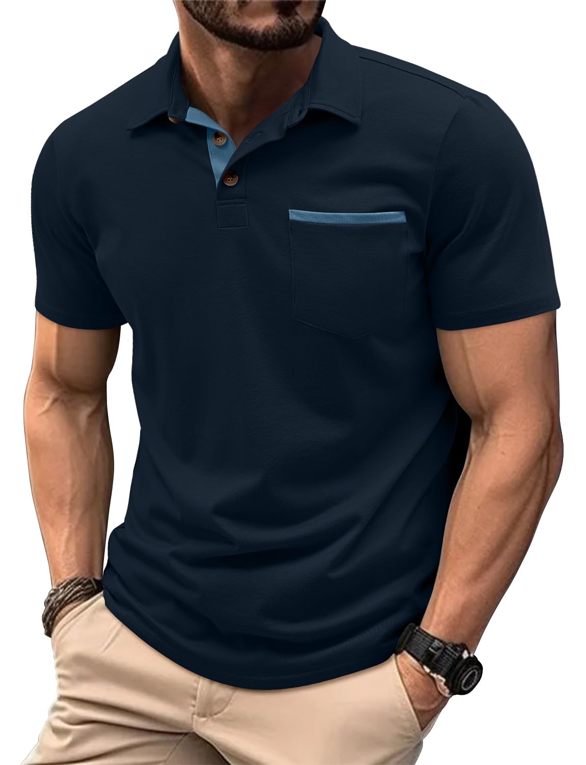 Casual Polo Shirts for Men Summer Short Sleeve Classic Fit Polo T Shirts Comfy G
