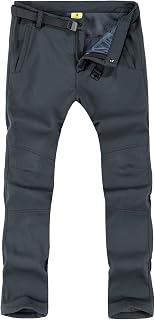TBMPOY Men's Snow Ski Waterproof Fleece Lined Pants Outdoor Hiking Mountain Softshell with Belt