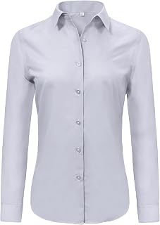 Ruisin Super Soft Wrinkle Free Button Down Shirts for Women Solid Long Sleeve Striped Formal Work Dress Blouses Tops