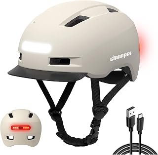 Shinmax Men's and Women's Bike Helmet, 5 Light Modes and Visor, USB Rechargeable, Men's Bike Helmet for Urban Commuters