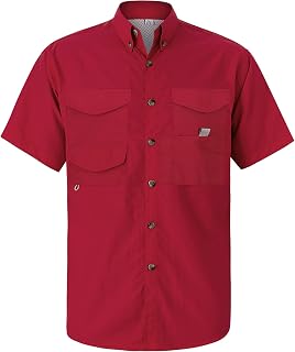 Alimens & Gentle Fishing Shirt Short Sleeve Breathable Fabric Casual Sun Protection Button Down Shirt