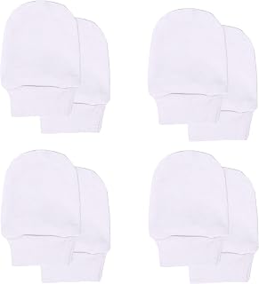 Soft Touch Baby Girls' Super Soft Anti-Scratch Mittens (White, 4 Packs)