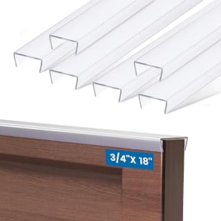 6 Pack 18" Length Cabinet Door Protector Edge Guard,3/4" Thick, Clear | Slip-On, Snugly Fit, Plastic Edge Protectors for Kitchen Cabinet Trash Drawer