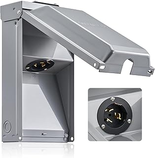 SURAIELEC 50 Amp Generator Power Inlet Box, 120/240V Inlet Box | NEMA SS2-50P Generator Box for 3-Prong Generator Cord, Weatherproof Outdoor Outlet Receptacle