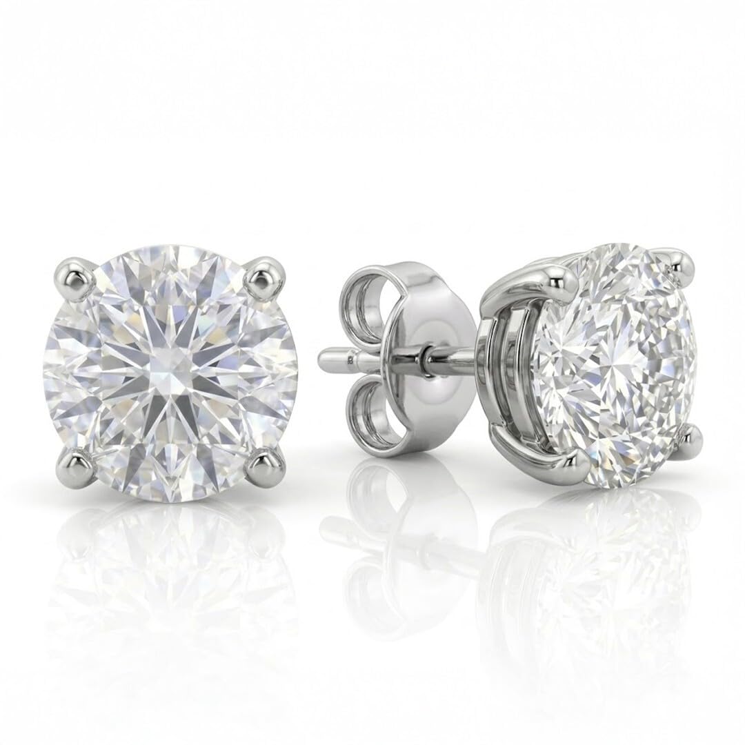 1/6-5 CT Certified Lab Diamond Stud Earrings | 14K White and Yellow Gold