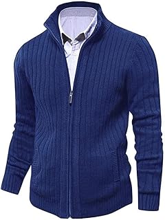 aoli ray Men's Long Sleeve Cardigan Sweaters Winter Zipper Sweater with 2 Pockets