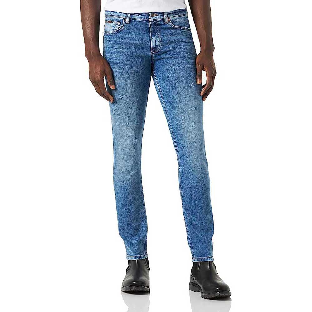BOSS Mens Delaware BC-L-P Blue Slim-fit Jeans in Super-Stretch Denim