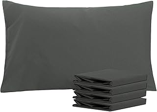 NTBAY 4 Pack Brushed Microfiber Standard Pillowcases, 50x75 cm, Dark Grey
