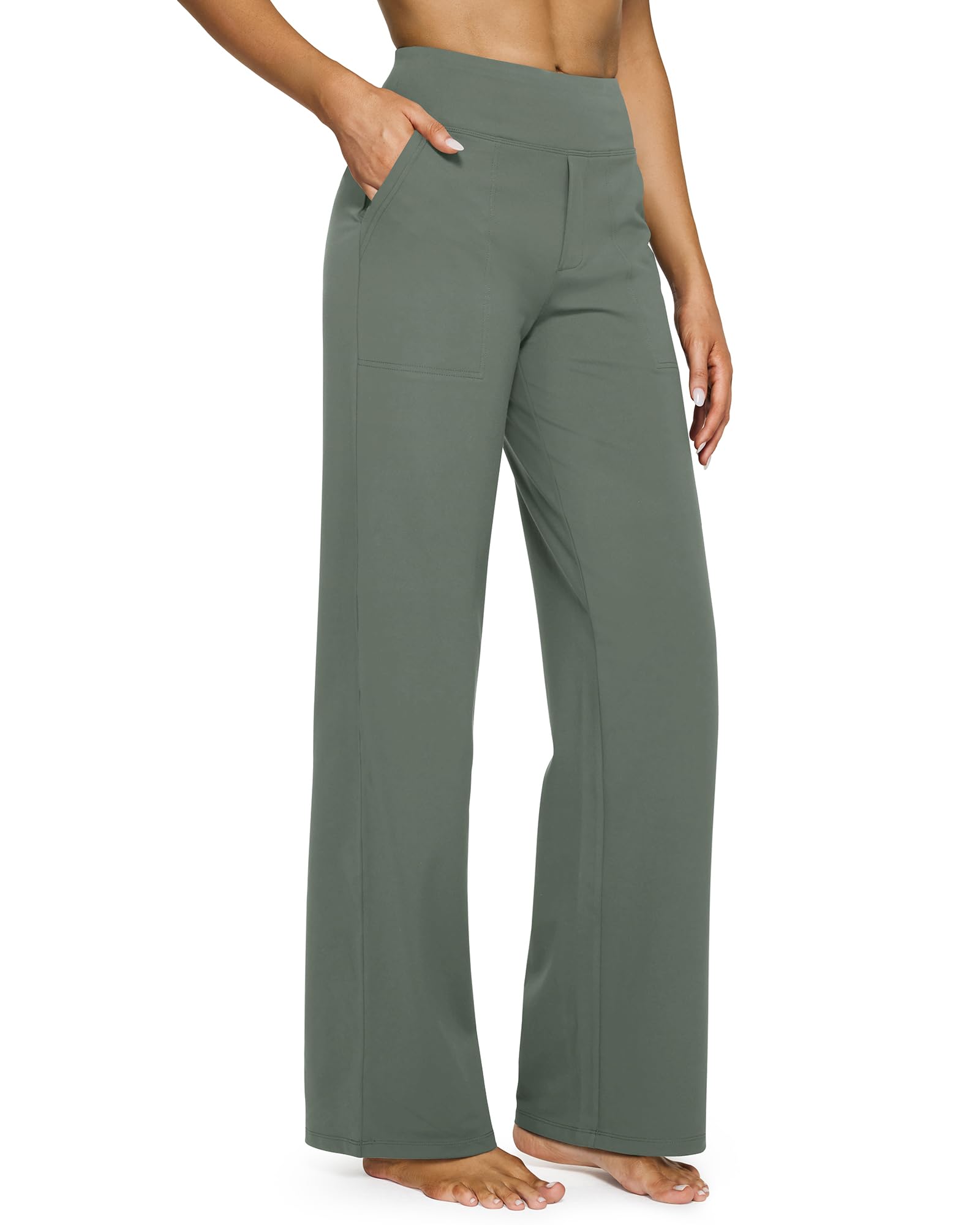 G4Free Womens Yoga Pants Wide Leg Pockets High Waist Stretch Casual Pants Tracks