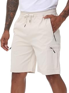 Satankud Men's Cargo Hiking Shorts 9" Lightweight Golf Shorts for Casual Work Travel Outdoor 5 Zipper Pockets