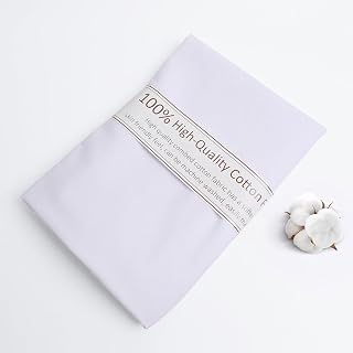 FFPDYBEST White Cotton Fabric, Natural 100% Cotton Poplin Fabric by The Yard 59 Inches Wide Lining Fabric for Sewing Apparel Cloth Soft Embroidery Quilting, 1 Yard