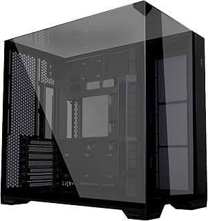 Lian Li O11 Vision Compact ATX PC Case, Back-Connect, Black (O11VPX) | Compact dual-chamber case with three-panel glass, back-connect support, hidden AIO tube routing and included 360mm top mesh.