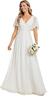 Ever-Pretty Elegant Evening Dresses Wedding Dresses Extra Long Women's Guest Dresses V Neck Chiffon High Waist EE01960
