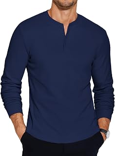 COOFANDY Henley Shirt Men's Long Sleeve Basic Pullover Knopfleiste Long Sleeve