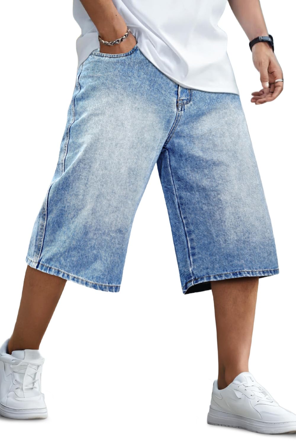 GINGTTO Mens Baggy Jean Shorts Long Denim Shorts Below Knee Jorts 14 Inseam