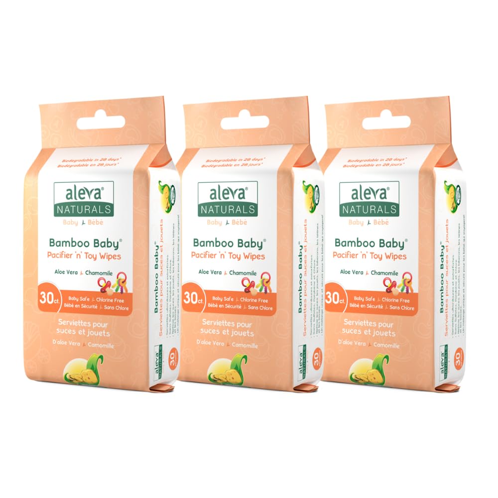 Aleva Naturals Bamboo Baby Pacifier Wipes — Cleans Toys & Bottles, 90ct