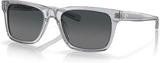 Costa Del Mar Men's Tybee Rectangular Sunglasses, Shiny Light Crystal Grey/Grey Gradient Polarized 580g, M