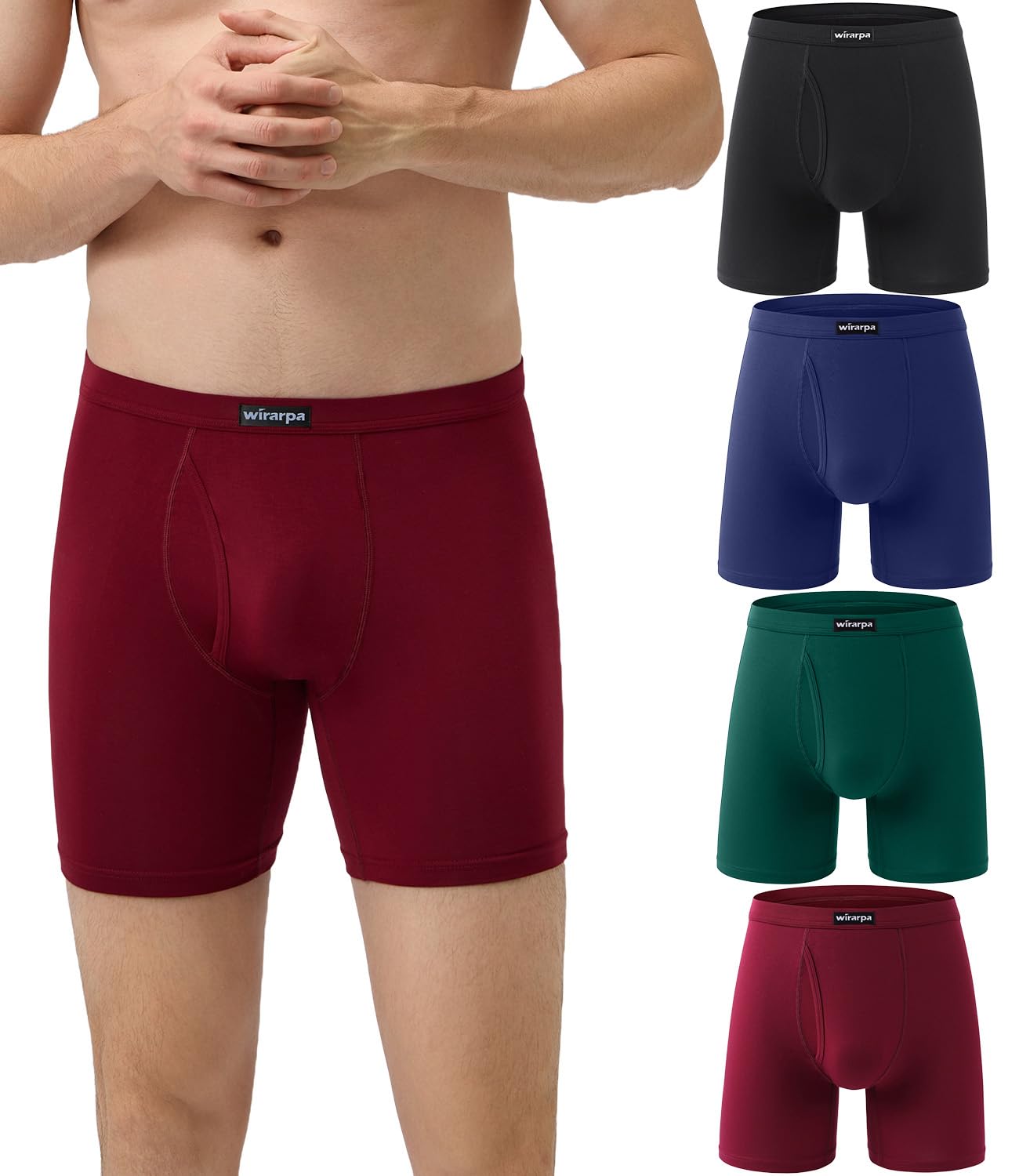 wirarpa Men's Underwear Boxer Briefs Micro Modal Underpants 4 Pack
