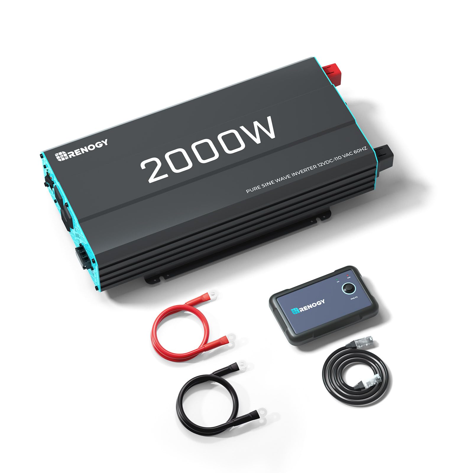 Renogy Inverter P2 2000W Pure Sine Wave Inverter 12V DC to 110V AC Converter, Of