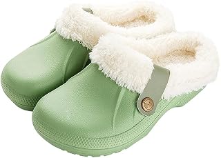 Slippers Women Winter Clogs Fur Men Slippers Warm Plush Slippers Non-Slip House Waterproof Garden Shoes Indoor and Outdoor