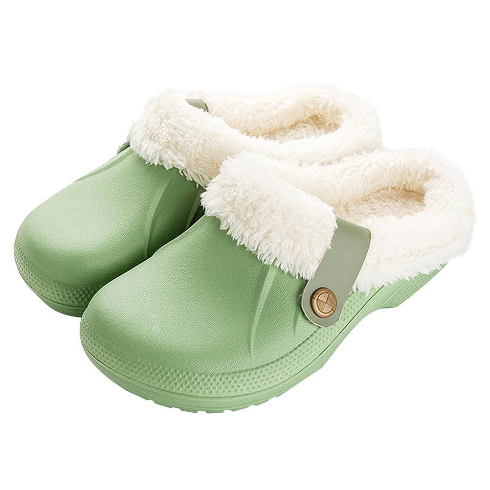 Slippers Women Winter Clogs Fur Men Slippers Warm Plush Slippers Non-Slip House 