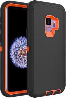 Case for Galaxy S9 Plus, Heavy-Duty Tough Rugged Shockproof Drop Protective Cover Cases for Samsung Galaxy S9 Plus, Black+Orange