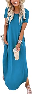 ANRABESS Womens Summer Maxi Dress Short Sleeve Casual Sundress with Pockets
