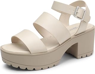 DREAM PAIRS Women's Platform Chunky Low Heel Sandals