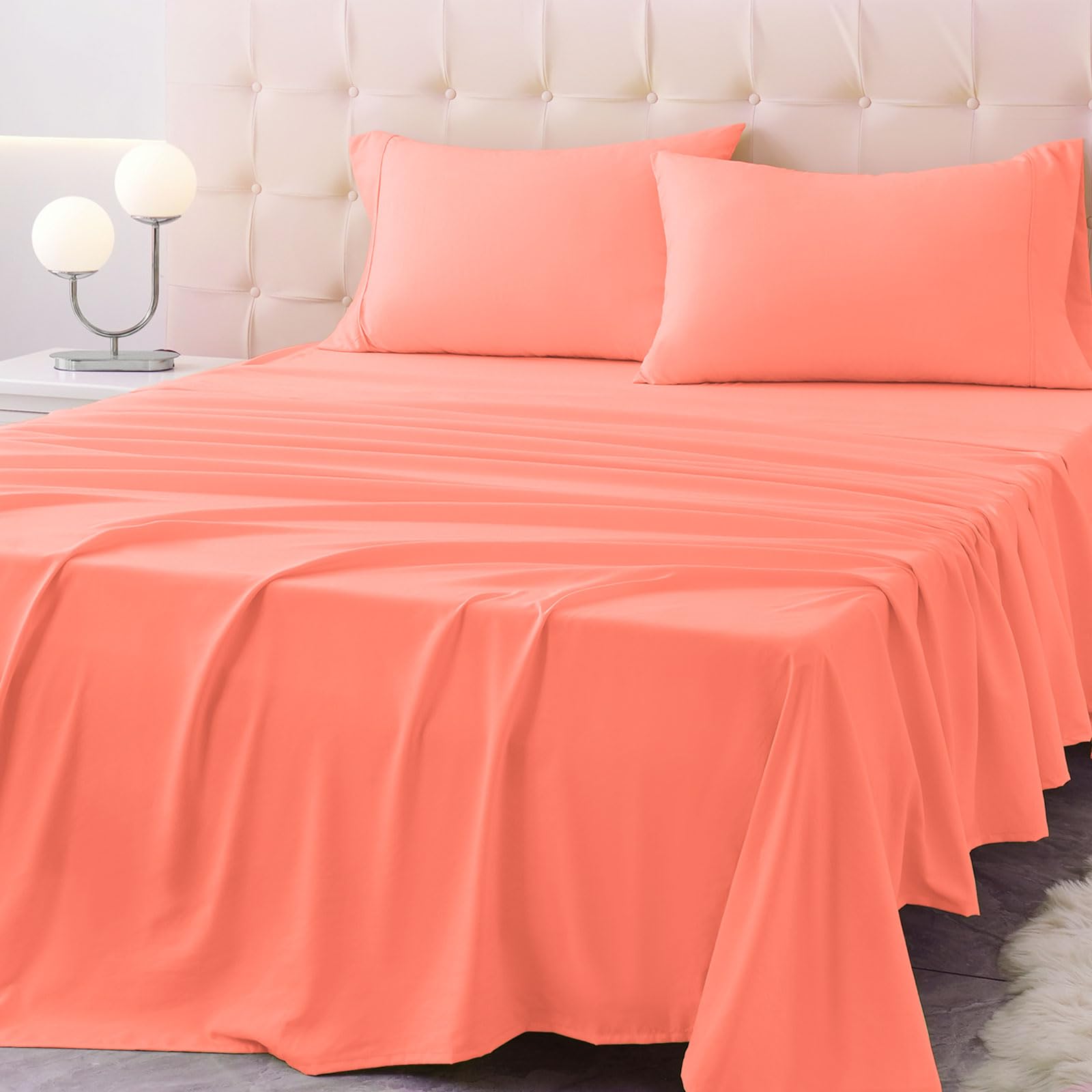 King Size Bed Sheet Set - 4 Piece Soft Microfiber Sheets with Deep Pockets, Cool