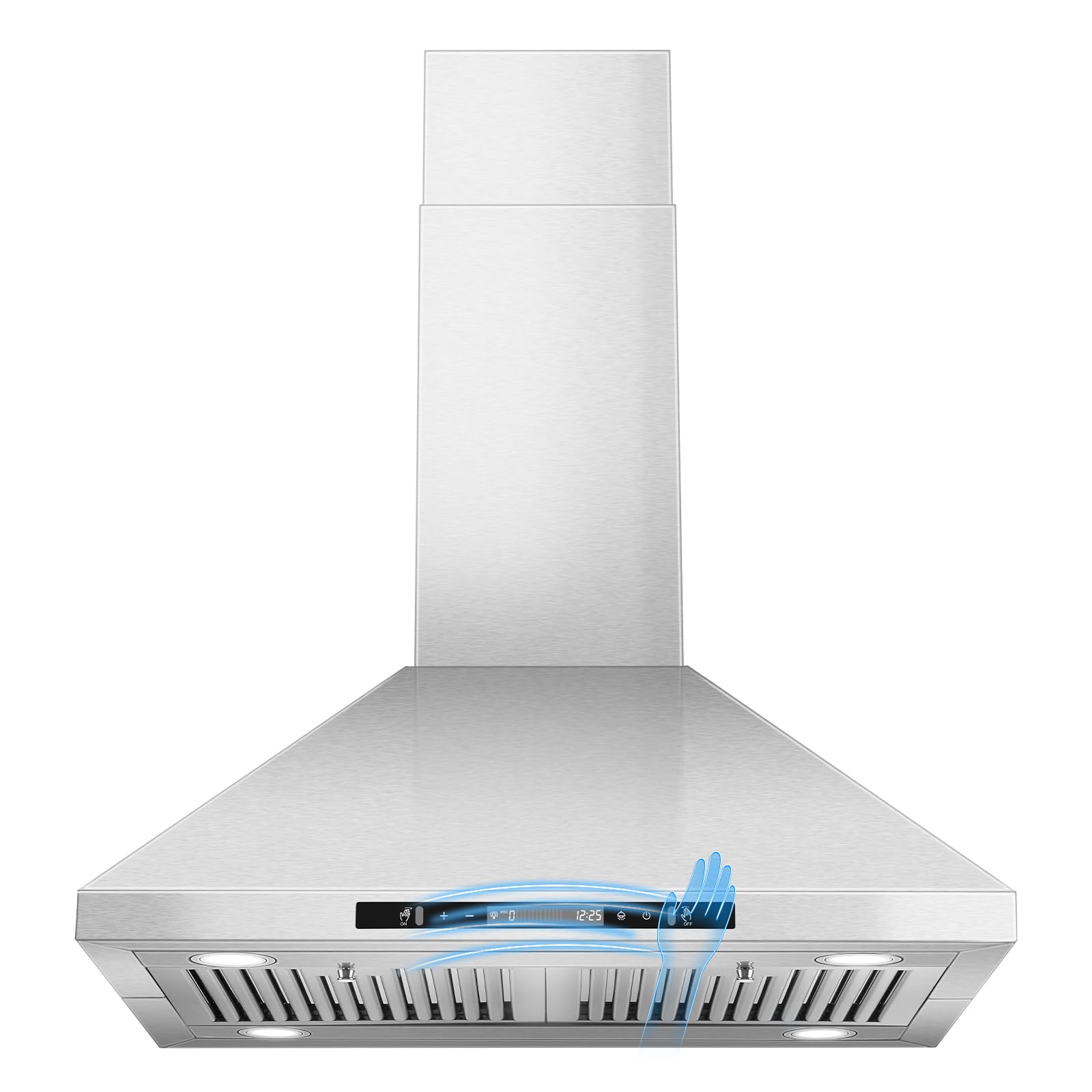 Tieasy 30" Island Range Hood 700 CFM Ceiling Mount Kitchen Vent Hood with Gestur