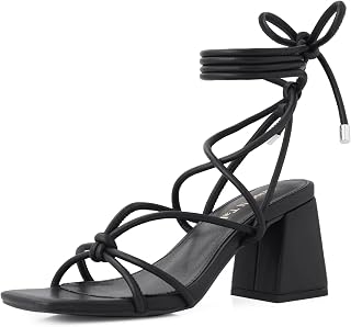 Shoe'N Tale Lace Up Heels Women Square Toe Sandals