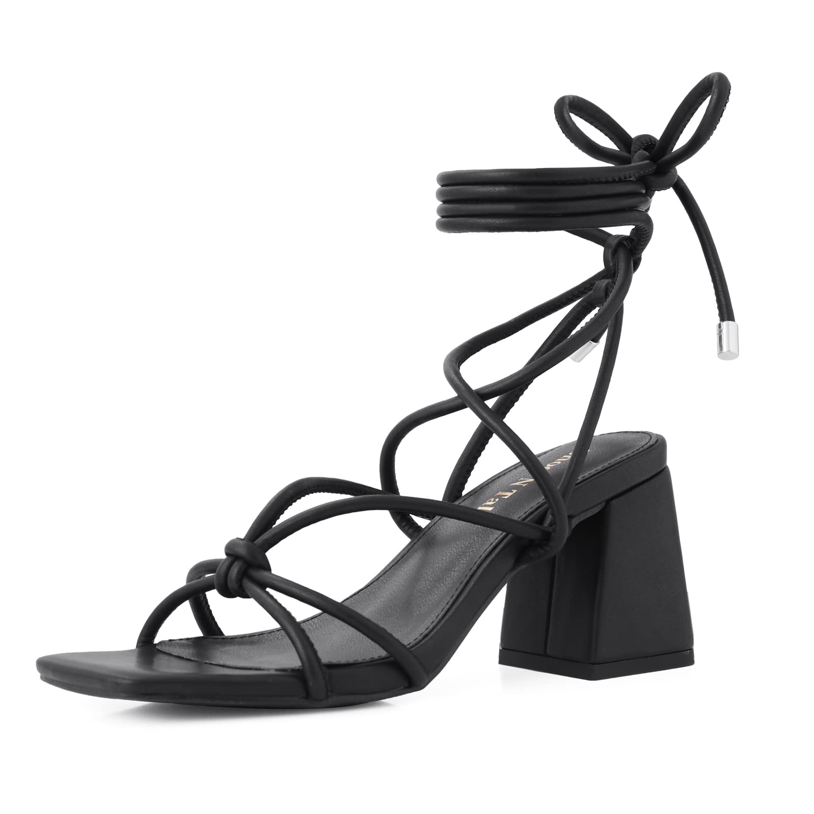 Shoe'N Tale Lace Up Heels Women Square Toe Sandals